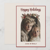 モダンなハッピー ホリデー ファミリー フォト カード (正面/裏面)