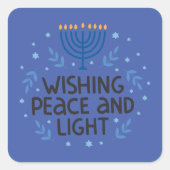 モダンなハヌカ メノーラー スクエア ステッカー (正面)