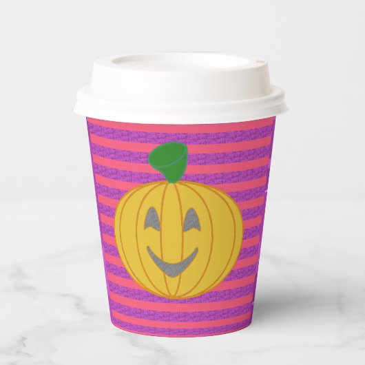 モダンなハロウィンのかぼちゃ オレンジ ビッグサイズ 紙コップ (正面)