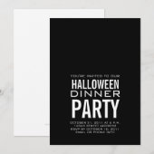 モダンなハロウィンの夕食のパーティの招待状の黒 招待状 (正面/裏面)