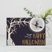 モダンなハロウィンの黒いミニマルなグリーティングカード シーズンカード (スタンド正面)