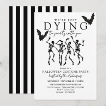 モダンなハロウィンパーティーで大はしゃぎする骸骨たち