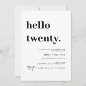 モダンなハロー 20歳の誕生日パーティー招待状 招待状 (正面)