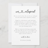 モダンなハートのカリグラフィー 結婚しました フォト 案内状 (裏面)