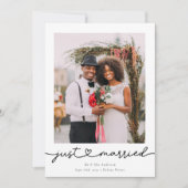 モダンなハートのカリグラフィー　結婚記念写真 案内状 (正面)