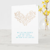 モダンなハートのゴールドブランチ ウェディングおめでとう カード (黄色い花)