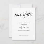モダンなハートのタイポグラフィーデザインの結婚式 セーブザデート (正面)