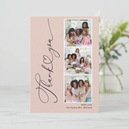 モダンなハートのブライダルシャワー写真感謝カード サンキューカード (スタンド正面)