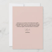 モダンなハートのブライダルシャワー写真感謝カード サンキューカード (裏面)