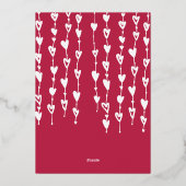 モダンなハートの鎖 マゼンタ写真 バレンタインデー 箔シーズンカード (裏面)