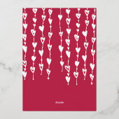 モダンなハートの鎖 マゼンタ フォト バレンタインデー 箔シーズンカード (裏面)