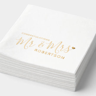 モダンなハートのMr & Mrs オーダーメイド ウェディング 箔ナプキン