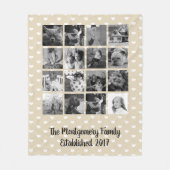 モダンなハートパターン16 B及びWの家族写真 フリースブランケット (正面)