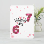モダンなハート柄の数字でバレンタインデーの挨拶 シーズンカード (スタンド正面)