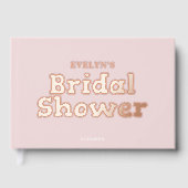 モダンなハート ピンクのウェディングシャワー ゲストブック (正面)