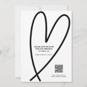 モダンなハート ブラック＆ホワイト シック セーブ・ザ・デート (裏面)