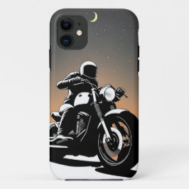 モダンなバイカーがスタイリッシュなストリートバイクに乗る iPhone 11 ケース