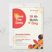 モダンなバウハウス18歳誕生日招待状 招待状 (正面)