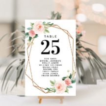 モダンなバラの花のスクリプトテーブルナンバー