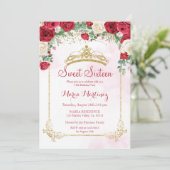 モダンなバラの花 ブッシュピンク スイート16 招待状 (スタンド正面)