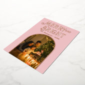 モダンなバラピンクとローズゴールドのクリスマスフォト 箔シーズンカード (回転した状態)