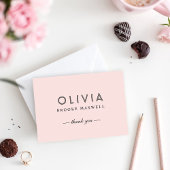 モダンなバラ色とブラックのモノグラム サンキューカード