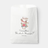 モダンなバラ色と白のお茶会 ブライダルシャワー フェイバーバッグ (正面)