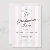 モダンなバラ色のストライプ 卒業パーティー招待状 招待状 (正面)