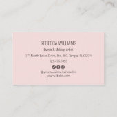 モダンなバラ色のソーシャルアイコン3枚写真メイクアップ 名刺 (裏面)