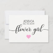モダンなバラ色のピンクのあなたは私のフラワーガール？ 招待状 (正面)