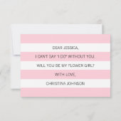 モダンなバラ色のピンクのあなたは私のフラワーガール？ 招待状 (裏面)