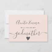 モダンなバラ色の私の名付け親の洗礼 招待状 (正面)