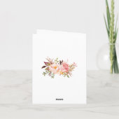 モダンなバラ色の花のリース ありがとうございます サンキューカード (裏面)