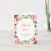 モダンなバラ色の花のリース　ありがとう サンキューカード (正面)