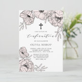 モダンなバラ色の花の確認 招待状 (スタンド正面)