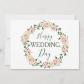モダンなバラ色の花輪 結婚おめでとう カード (正面)