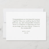 モダンなバラ色の花輪 結婚おめでとう カード (裏面)