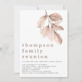 モダンなバラ色の葉が家族の再会パーティーを飾る 招待状 (正面)
