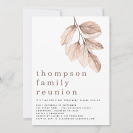 モダンなバラ色の葉が家族の再会パーティーを飾る 招待状