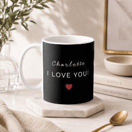 モダンなバレンタインの名入れマグカップ - I Love You コーヒーマグカップ