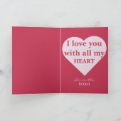 モダンなバレンタインカード ラブユー ピンクハート カード (内部)