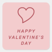 モダンなバレンタインデーのハートアイコンシール - ピンク スクエアシール (正面)