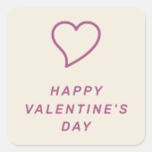 モダンなバレンタインデーのハートアイコンシール - 紫 スクエアシール (正面)