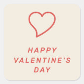 モダンなバレンタインデーのハートアイコンシール - 赤 スクエアシール (正面)