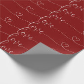 モダンなバレンタインデーのラブカリグラフィー ハート付き ラッピングペーパー (角)