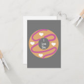 モダンなバレンタイン ハーツ ドーナツ フロスティング カード (正面/裏面インサイチュ)