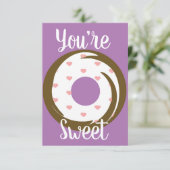 モダンなバレンタイン ハーツ ドーナツ フロスティング パープル カード (スタンド正面)