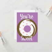 モダンなバレンタイン ハーツ ドーナツ フロスティング パープル カード (正面/裏面インサイチュ)