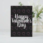 モダンなバレンタイン ハートの落書き ピンク ブラック カード (スタンド正面)