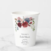 モダンなバーガンディとブラッシュピンクの花 紙コップ (正面)